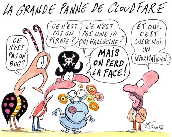 Dessin: Panne Cloudflare : l’explication de ses causes et de ses remèdes